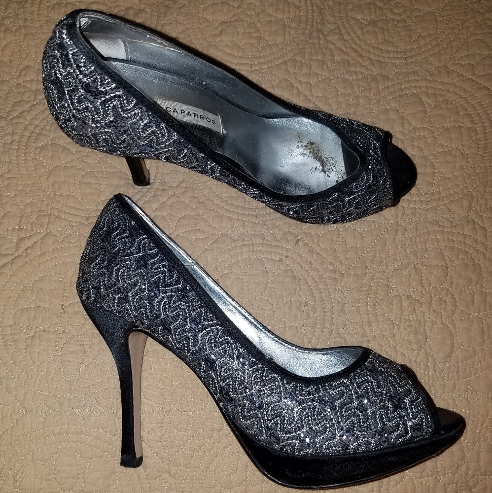 Silver Peep toe stiletto